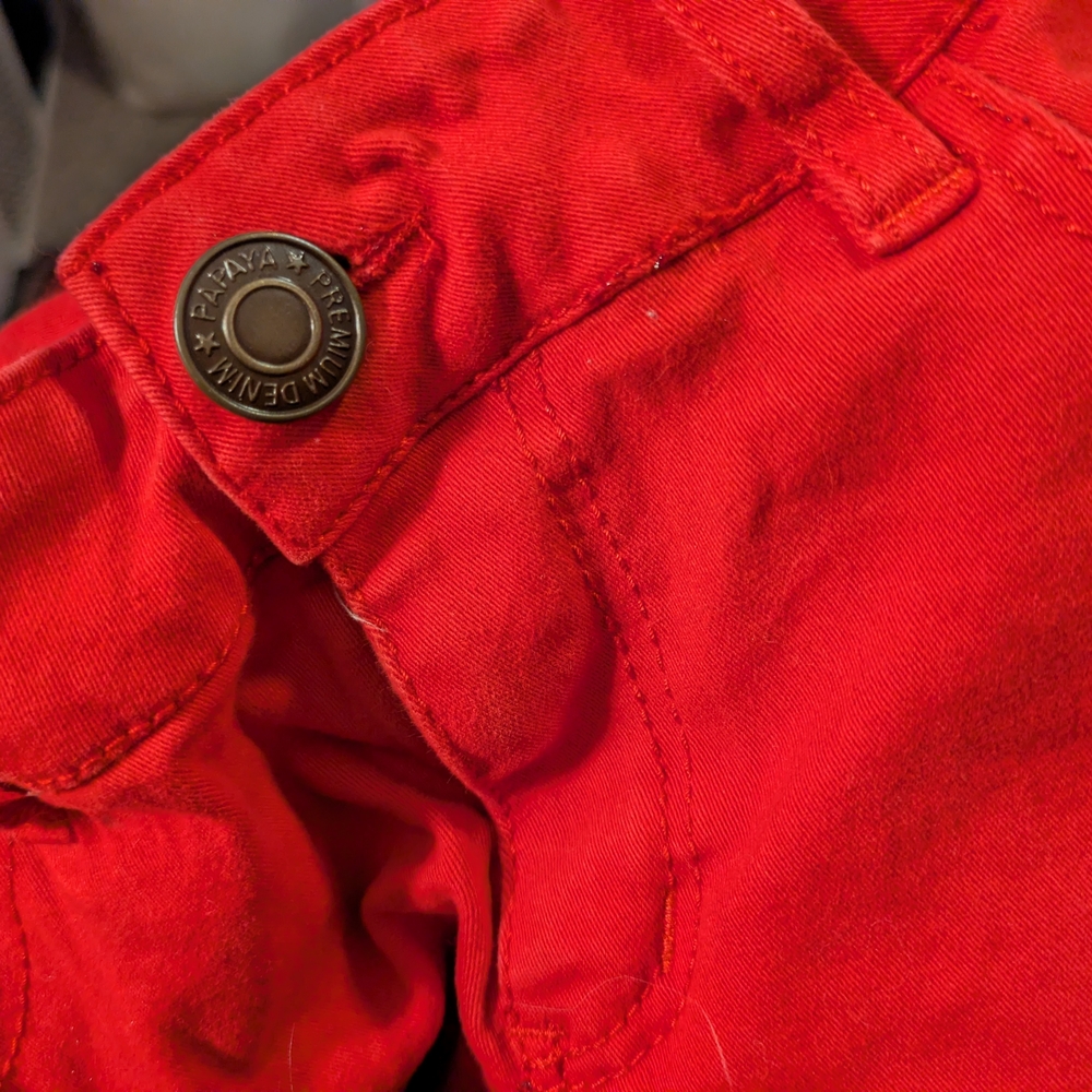 Papaya Premium Denim Red Skinny Jeans Size 7 - Picture 7 of 7